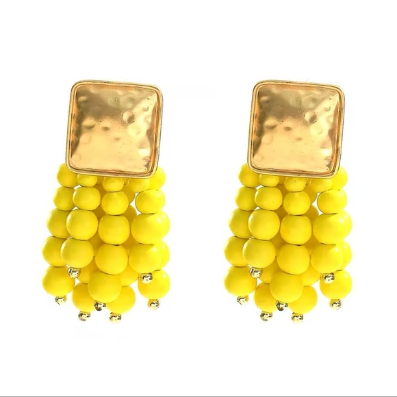Zara Yellow Cascade Beaded Earrings - Picture 5 of 9